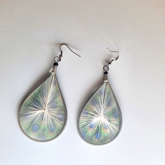 🎈 3 for $10🎈Dangling Peacock Pattern Silk Thread Teardrop Earrings - Picture 2 of 7